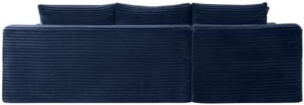95-Inch U-Shaped Left Facing Corner Compressed Sofa Modular Sectional Boneless Cloud Sofa Floor Foam Couch W/Chaise Lounge & Ottoman, Corduroy Corner Boneless Cloud Couch