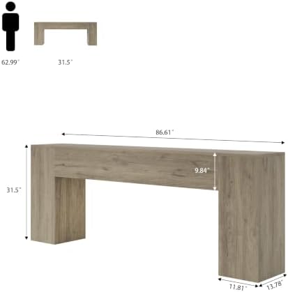 Epecoya Extra Long Entryway Table Modern, 86-Inch Behind Couch Table, Grey