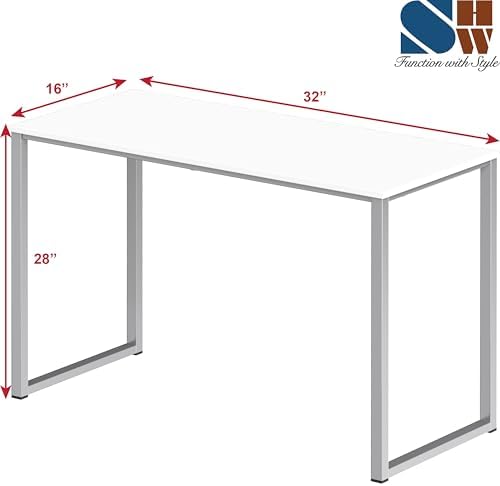 SHW Mission 32-Inch Home Office Computer Desk, White