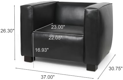 Christopher Knight Home Goyette Contemporary Faux Leather Club Chair, Midnight Black and Dark Walnut