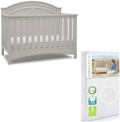 Delta Children Perry 6-in-1 Convertible Crib & Mattress, Moonstruck Grey
