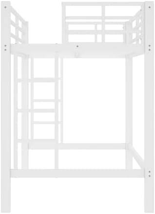 Bellemave Twin XL Size Loft Bed Frame with 2 Ladder, Sturdy Metal Construction & High Guardrail, Space Saving Twin XL Loft Bed for Kids, No Box Spring Needed, Safe for Adults, Teens, Dorms, White