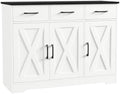 HOSTACK Kitchen Buffet Cabinet with Storage, Sideboard Coffee Bar, White