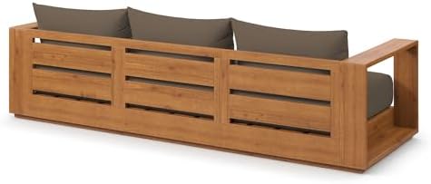Modway Tahoe Acacia Wood Outdoor Patio Sofa in Natural Cocoa with Weather-Resistant Cushions - Ideal as a Porch Couch or Sunroom Sofa