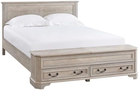 T4TREAM Farmhouse Queen Bed with Headboard and Storage Bench