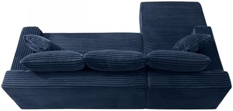 95" L-Shaped Left Facing Cloud Sectional Couch for Living Room, Modular Compressed Boneless Sectional Sofa Corduroy Boneless Corner Foam Sofa W/Chaise Lounge and Pillows