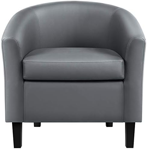 Topeakmart Faux Leather Club Chair, Modern Accent Chair, Gray