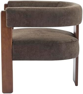 Christopher Knight Home Nettie Modern Accent Chair for Living Room, Velvet Fabric Single Lounge Sofa Chair with Wooden Frame, Comfy Reading Chair for Bedroom, Lounge Armchair with Cushion, Dark Brown