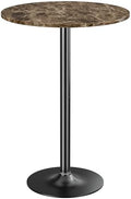 Shahoo Round Bar Table, Cocktail Table with Metal Base & MDF Top, Counter Height Pub Table for Dining Room, Living Room, Kitchen, Bar, Pub, Cafe, Faux Marble