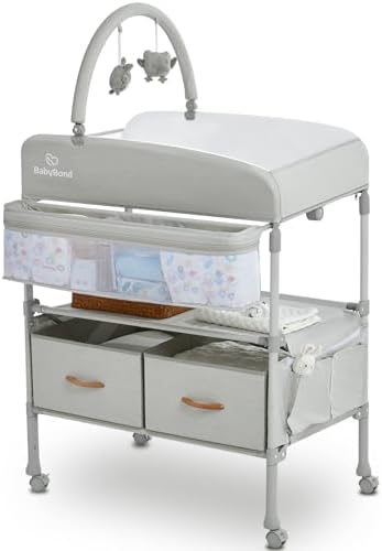 BabyBond Portable Baby Changing Table with 2 Storage Baskets (Beige)