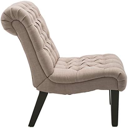 Armless Modern Accent Chairs Set of 2 for Bedroom, Khaki Fabric