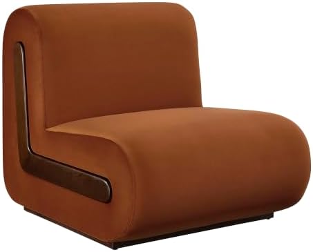 Modway Denby Performance Velvet Accent Chair with Wood Inlay in Rust
