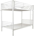 Karl home Metal Bunk Bed Twin Over Twin with Built-in Ladder, White