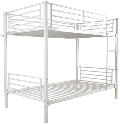 Karl home Metal Bunk Bed Twin Over Twin with Built-in Ladder, White