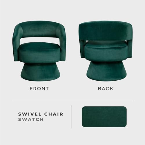 Lexicon Swivel Accent Chair, Modern Velvet Round Barrel Chair, Green