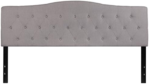 EMMA + OLIVER Light Gray King Button Tufted Headboard