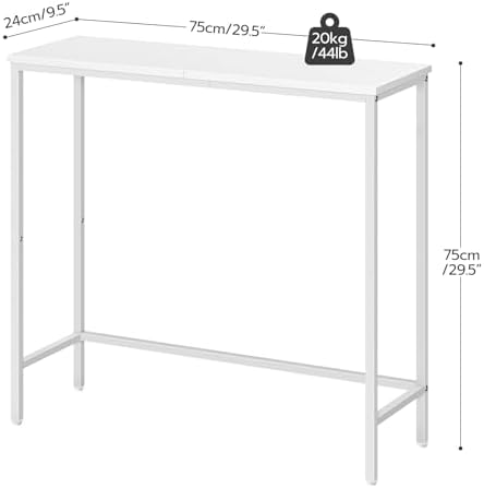 HOOBRO Narrow Console Table, 29.5" Small Entryway Table, Thin Sofa Table, Side Table, Display Table, for Hallway, Bedroom, Living Room, Foyer, White WW75XG01