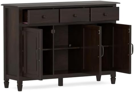 SIMPLIHOME Connaught 51" Solid Wood Cabinet in Chestnut Brown