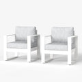 LayinSun Outdoor Patio Aluminum Chair, Metal Modern Armchair Set of 2 with Washable Thick Cushions