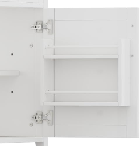 YOPTO 30" Bathroom Vanity with Sink, Freestanding Bathroom Cabinet | Ceramic Top & Backsplash, 3 Storage Drawers, 1 Tilt-Out Storage, Adjustable Shelving, Door Storage and Towel Bar, White