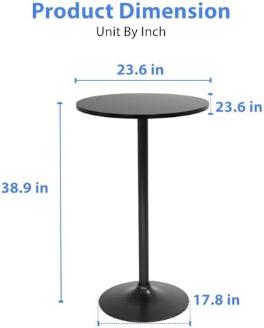 FDW | Bar Table | 40 Inch | Black | Fixed Height Round Table