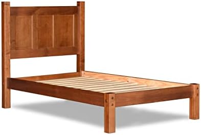 Grain Wood Furniture Shaker Solid Wood Panel Platform Bed, Twin Size, Walnut