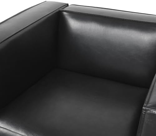 Christopher Knight Home Goyette Contemporary Faux Leather Club Chair, Midnight Black and Dark Walnut