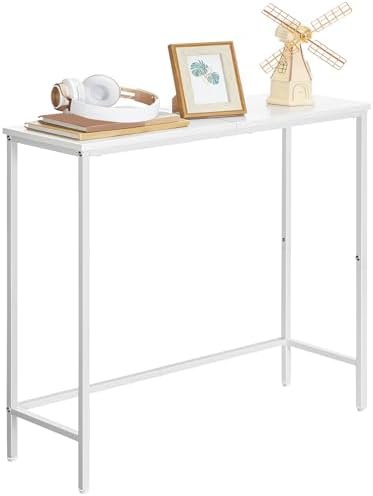 HOOBRO Narrow Console Table, 29.5" Small Entryway Table, Thin Sofa Table, Side Table, Display Table, for Hallway, Bedroom, Living Room, Foyer, White WW75XG01