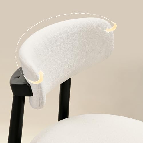 CHUN YI Dining Chairs Set of 4, Wooden Dining Room Chairs with Ergonomic Curved Back, Upholstered Mid Century Modern Kitchen Chairs, Cream/Black