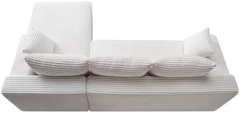 95" L-Shaped Right Facing Cloud Sectional Couch for Living Room, Modular Compressed Boneless Sectional Sofa Corduroy Boneless Corner Foam Sofa W/Chaise Lounge and Pillows