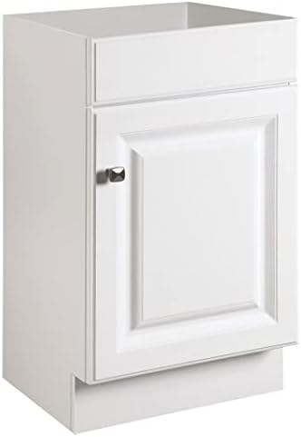 Design House 597112 Wyndham 18 Inch Unassembled 1-Door Bathroom Vanity without Top, White | , Freestanding, Traditional, Wood, Bath, 597112