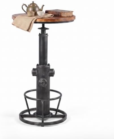 Industrial Bistro Bar Table 38.6-44.4inch Height Adjustable Farmhouse Pub Table for Kitchen Dinning Room Office Swivel Wooden Top