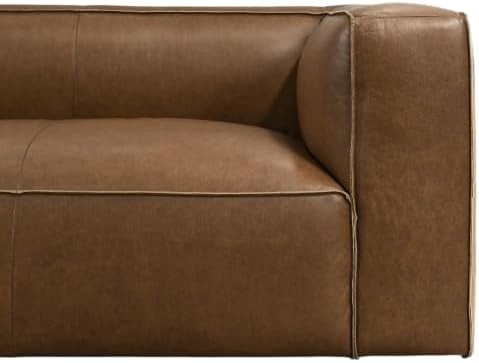 2-Piece Living Room Set, Genuine Leather Sofa + Swivel Chair