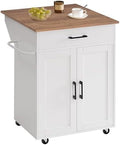 MAHANCRIS Kitchen Island on Wheels with Drop Leaf, Folding Countertop Kitchen Island Cart, Kitchen Island Table with Towel Rack, Drawer, for Kitchen, Dining Room, White and Walnut KIBZ12501