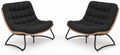 Outdoor Loveseat 2-Seat Wicker Rattan Boho Patio Sofa Black 2PC