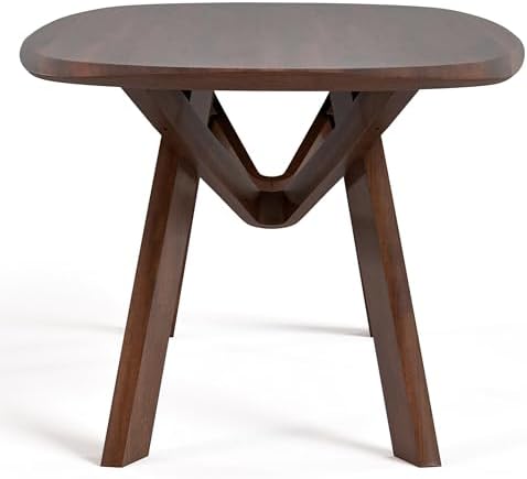 Furniture of America Nazaen VI 82.5" Mid-Century Modern Solid Wood Live Edge Dining Table with Steel Support, Walnut Finish, Seats 6–8