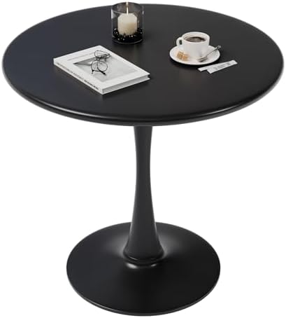 24 Inch Black Small Tulip Table, Stable Round Dining Table for 2 Person