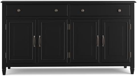 SIMPLIHOME Connaught 67" Wide Solid Wood Sideboard Cabinet in Black