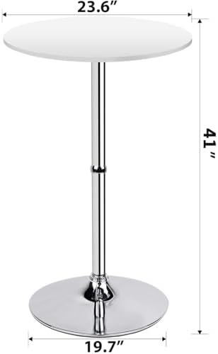 Leopard MDF Round Top Not Adjustable (41 INCHES Height) Bar Table, White