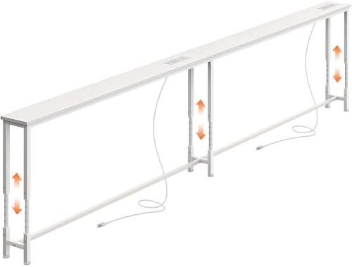 Huuger 102.4 Inch Sofa Table with Power Outlets, Skinny Behind Couch Table