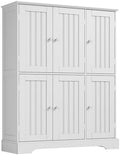 ChooChoo Bathroom Floor Cabinet with 6 Doors and Adjustable Shelves | Modern Bathroom Storage Cabinet, Freestanding Cupboard for Living Room, White