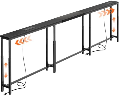 Huuger Narrow Console Table with Power Outlets & USB-C, Black