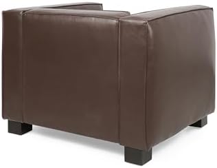 Christopher Knight Home Goyette Contemporary Faux Leather Club Chair, Dark Brown and Dark Walnut