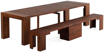 Transformer Table Solid Wood Extendable Dining Table, Red Oak