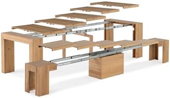 Transformer Table Solid Wood Extendable Dining Table, Natural