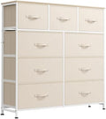 WLIVE Tall Dresser for Bedroom, 9 Drawer Chest of Drawers, Cream White