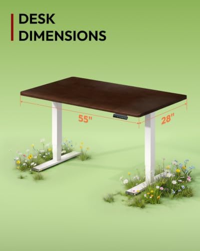 SANODESK Solid Rubberwood Standing Desk Dual Motor 55"x28" Walnut/White