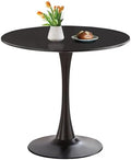 31.5" Tulip Round Dining Table with Metal Pedestal Black