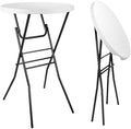 pollilar Cocktail Table 28in Bar Height Folding High Top Table White