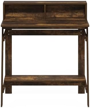 Furinno Simplistic 32" Wide Desk, Gaming Desk with Shelf, Amber Pine